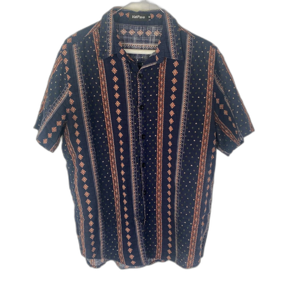 VatPave Men's Button Down T-shirt in Men's Medium Party Shirt Summer Beach Shirt